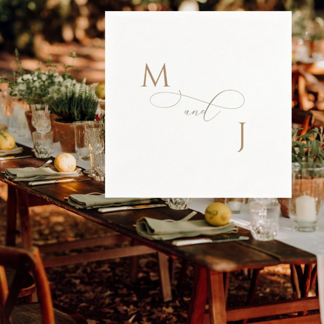 Elegant Gold Couple Script Initials Wedding  Napkins (Creator Uploaded)