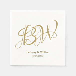 Elegant Gold Couples Monogram Names Initials Napki Napkins