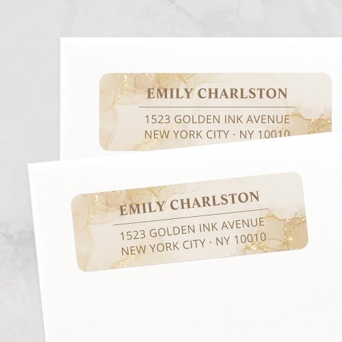 Elegant Gold Cream Beige Watercolor Return Address Label