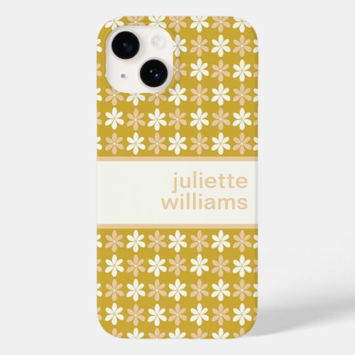 ELEGANT GOLD CREAM CHAMPAGNE COLOR TINY FLOWER ART Case_Mate iPhone 14 CASE