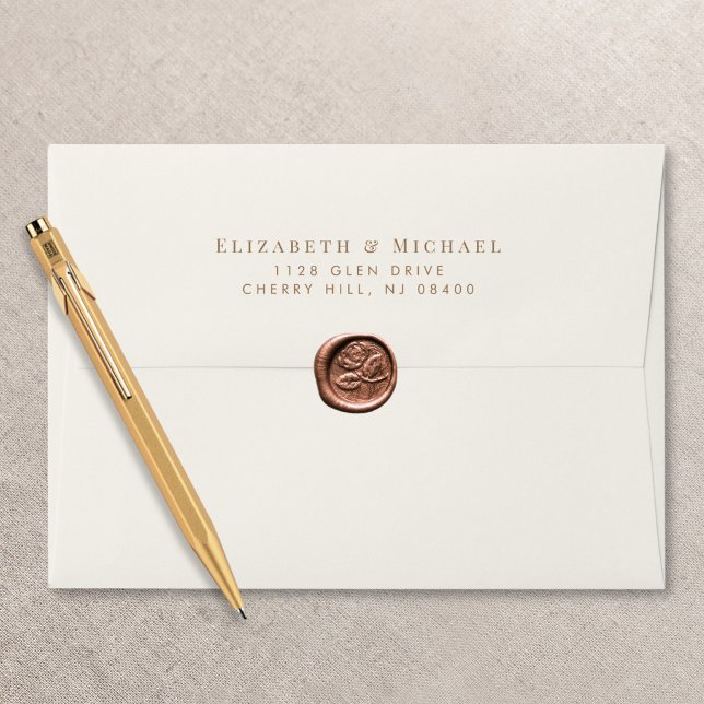 Elegant Gold Cream Wedding Return Address Envelope (Creator Uploaded)