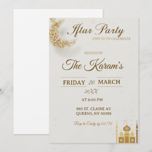 Elegant Gold Crescent Moo, Ramadan Iftar Party  Invitation