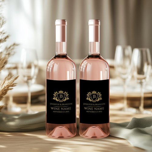 Elegant Gold Crest Frame Wine Label