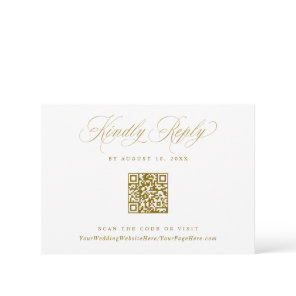 Elegant Gold Crest Logo Wedding QR Code RSVP Card
