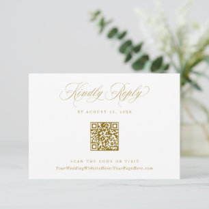 Elegant Gold Crest Logo Wedding QR Code RSVP Card
