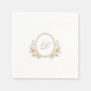 Elegant Gold Crest Monogram Wedding Napkin