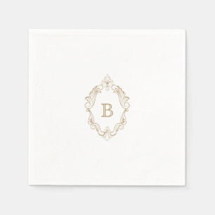 Elegant Gold Crest Monogram Wedding Napkin