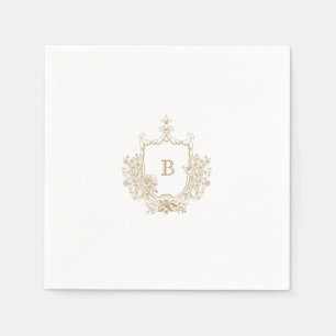 Elegant Gold Crest Monogram Wedding Napkin