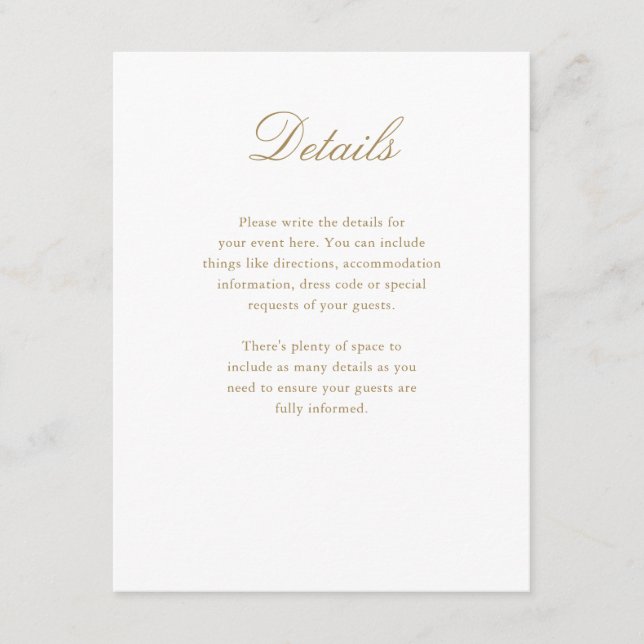 Elegant Gold Cross Baptism Christening Details Enclosure Card (Front)