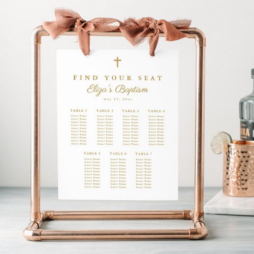 Elegant Gold Cross Baptism Seating Chart