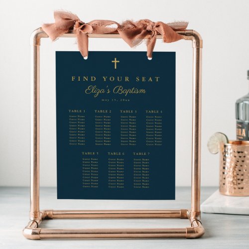 Elegant Gold Cross Baptism Seating Chart