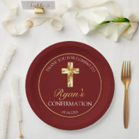 Elegant Gold Cross Burgundy Confirmation Reception