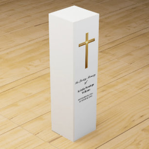 Elegant Gold Cross Celebration Of Life Funeral Wine Box