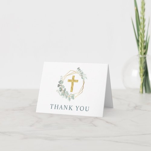Elegant Gold Cross Eucalyptus Photo Baptism