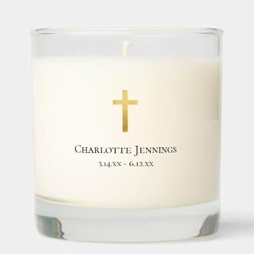 Elegant Gold Cross In Memory Funeral Scented Candle