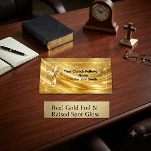 Elegant Gold Cross Pastor Ministry Card