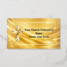 Elegant Gold Cross Pastor Ministry Card