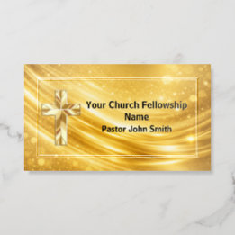 Elegant Gold Cross Pastor Ministry Card