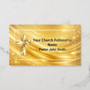 Elegant Gold Cross Pastor Ministry Card