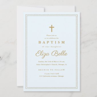 Elegant Gold Cross Religious Baptism & Christening Invitation | Zazzle