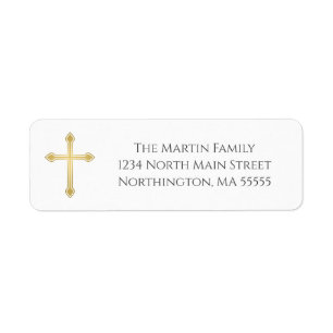 Elegant Gold Cross Return Address Label