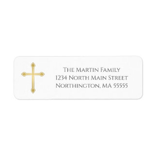 Elegant Gold Cross Return Address Label