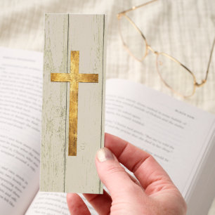 Elegant Gold Cross Wooden Bible Verse Bookmarks