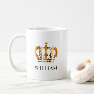 Elegant Gold Crown Custom Name Coffee Mug