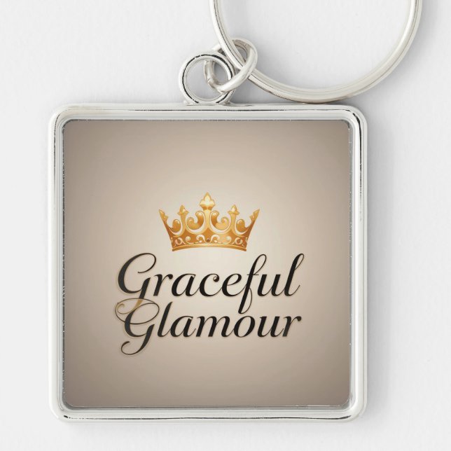 Elegant Gold Crown Emblem Keychain (Front)