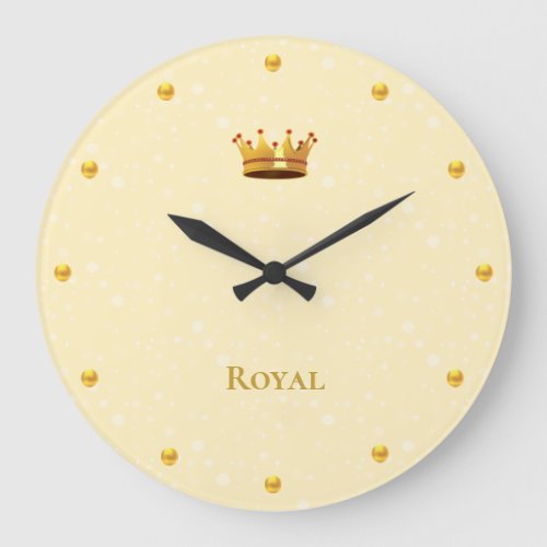 Elegant Gold Crown  Light Orbs on Champagne Large Clock