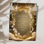 Elegant Gold Crystals Chandelier Save The Date Invitation<br><div class="desc">Elegant,  modern,  and delicate Exquisite Elegant Gold Crystals Chandelier Save The Date wedding invitation that you can customize with your info to make it furthermore special. The romantic minimalist design features lovely and elegant calligraphy on a Beautiful background with a clean and simple look.</div>