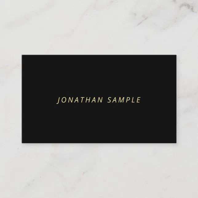 Elegant Gold Cursive Text Modern Simple Black Luxe Business Card 