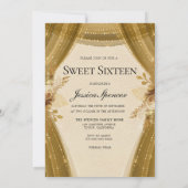 Elegant Gold Curtains Dress Sweet 16 Invitation (Back)