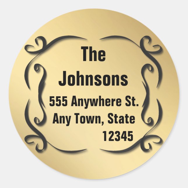 Elegant Gold Custom Address Seal Stickers (Front)
