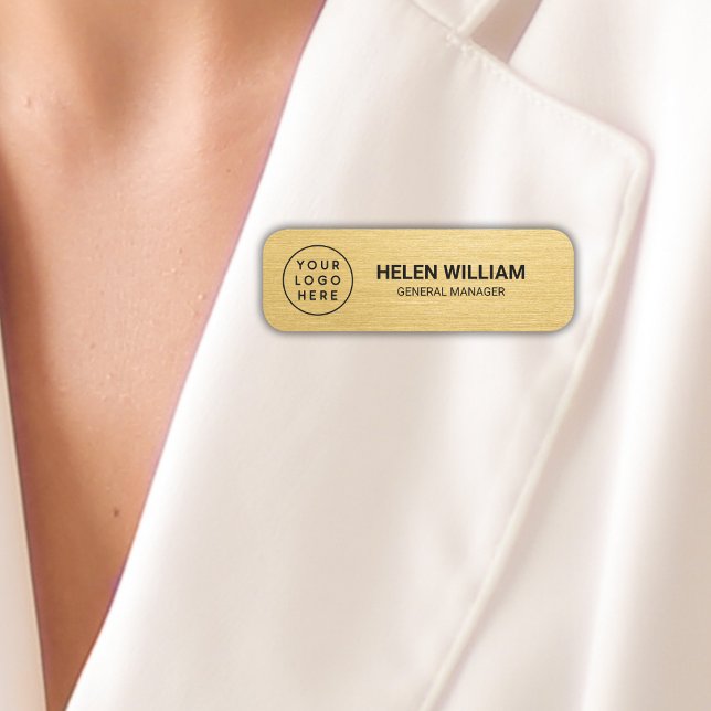 Elegant Gold Custom Business Logo Name Tag (Elegant Gold Custom Business Logo Name Tag)