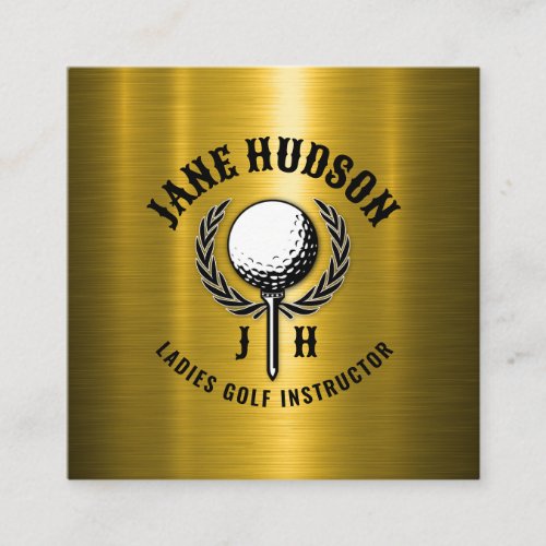 Elegant Gold Custom Golf Monogram Design Square Business Card