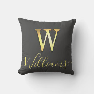 Elegant Gold Custom Monogram W Name Throw Pillow