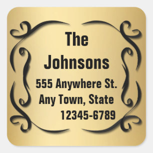 Elegant Gold Custom Name And Address Seal Stickers