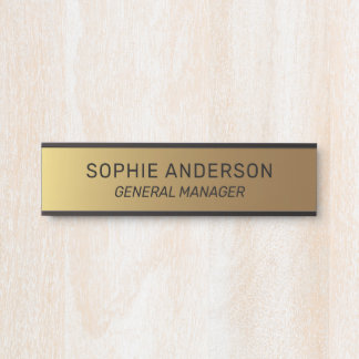 Elegant Gold Custom Name Job Title Door Sign