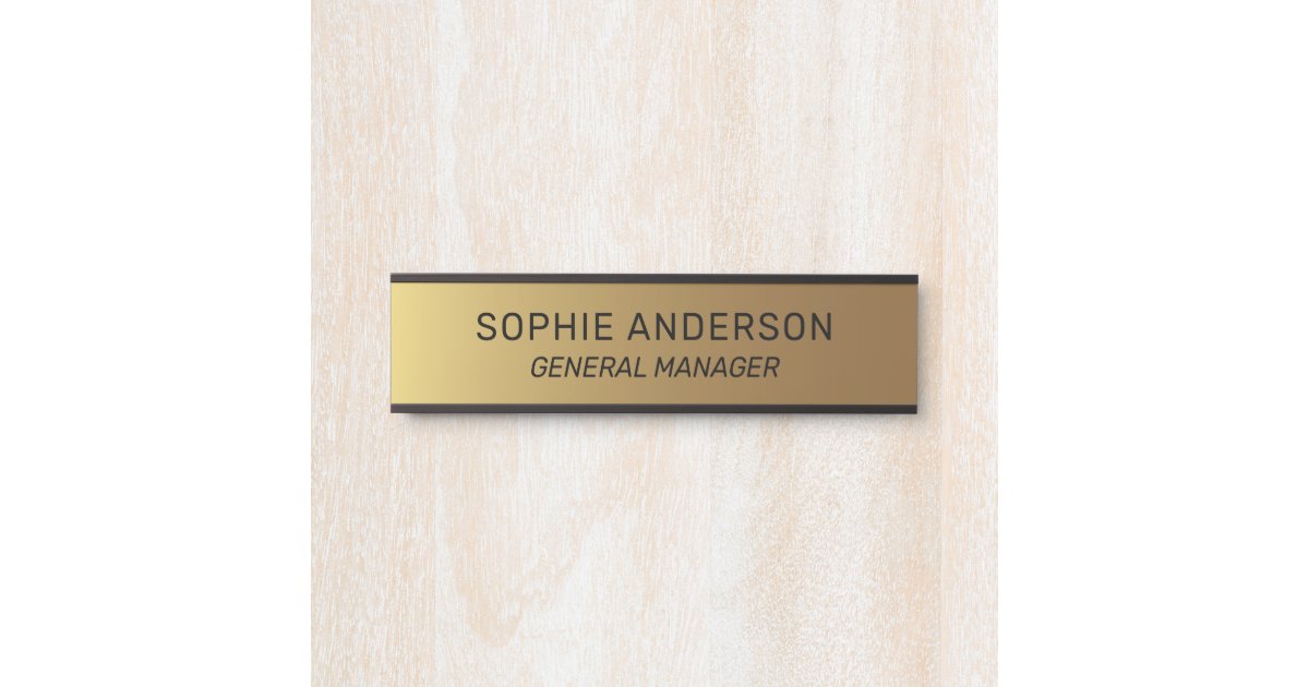 Elegant Gold Custom Name Job Title Door Sign | Zazzle