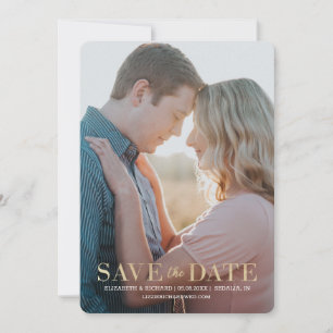 Elegant Gold Custom Photo Overlay Wedding Save The Date
