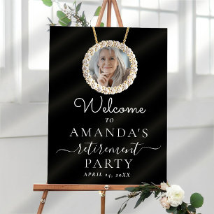 Elegant Gold Custom Photo Retirement Welcome Sign