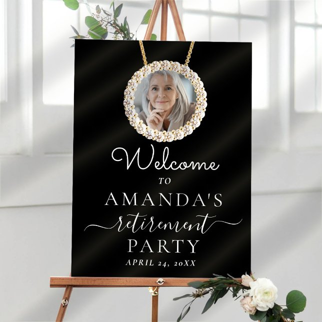 Elegant Gold Custom Photo Retirement Welcome Sign (Creator Uploaded)