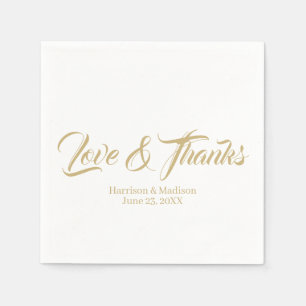 Elegant gold custom script Love & Thanks wedding Napkins