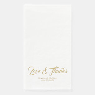 Elegant gold custom script Love & Thanks wedding Paper Guest Towels