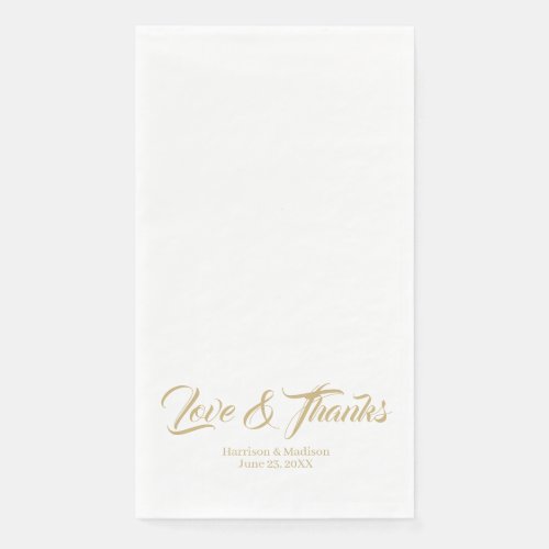 Elegant gold custom script Love  Thanks wedding Paper Guest Towels