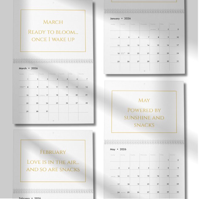 Elegant Gold Cute Quote Calendar 2026 (Creator Uploaded)