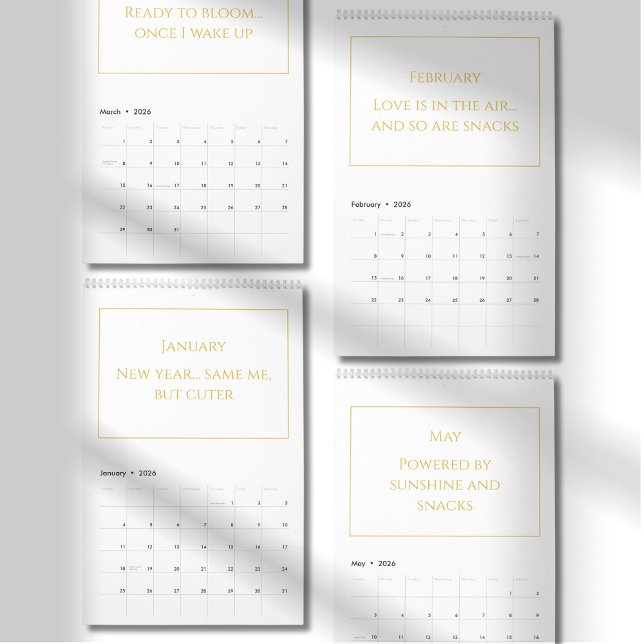 Elegant Gold Cute Quote Calendar 2026 (Creator Uploaded)