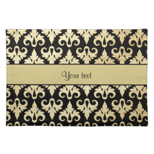 Elegant Gold Damask Cloth Placemat