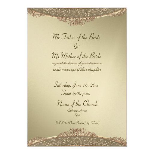 Elegant gold damask fine wedding invitations | Zazzle